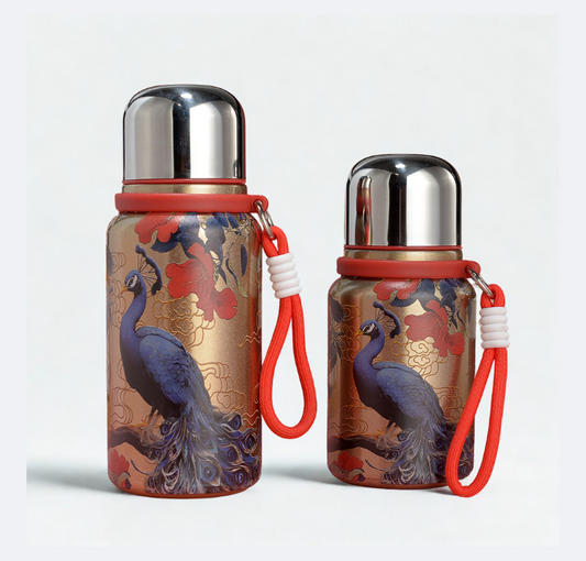 2025 New Chinese Style Chubby Ding Insulated Cup - Outdoor Portable with Handle, Pocket Cup, Car Cup with Printed Patterns 15/20oz