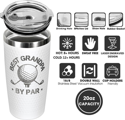 HONGZHAN 20oz Triple Insulated Highball Tumbler with Lid, Dishwasher Safe, Double Wall, and Vacuum Sealed Travel Coffee Mug Tumbler in Golf Ball with Golf Ball Textured Frame