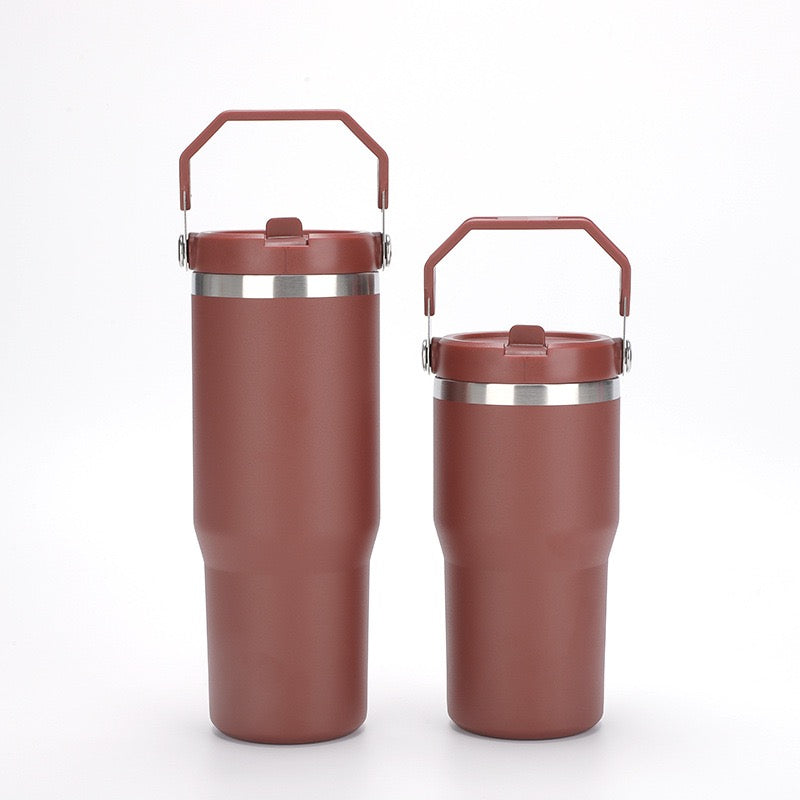 HONGZHAN Flip Straw Tumbler with Handle 20 / 30oz | Twist On Lid and Flip Up Straw | Leak Resistant Water Bottle | Insulated Stainless Steel |BPA-Free |
