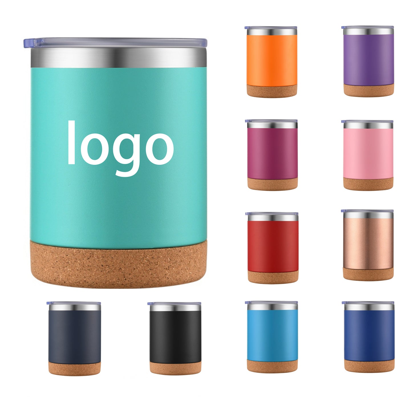 HONGZHAN Travel Cork-bottomed Coffee Cup Spill Proof Insulated Tumbler with Lid, Leak Proof Stainless Steel Vacuum Insulated Coffee Mug, Keeps Drinks Hot Up to 8 Hours, Cold for 12