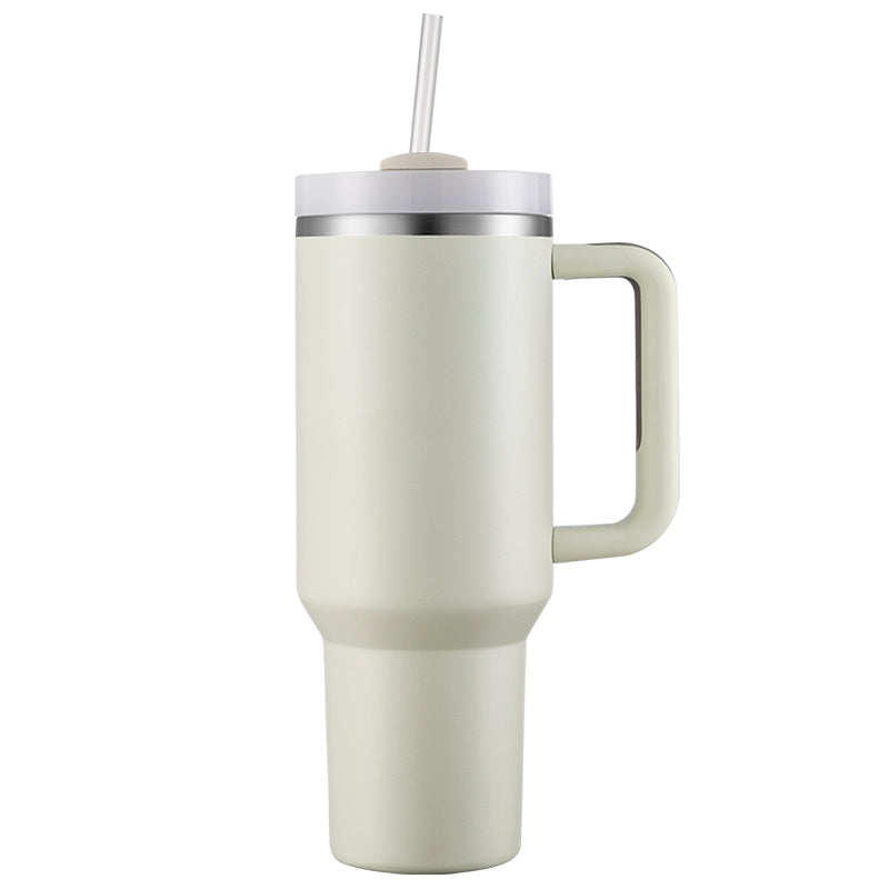 HONGZHAN 40 oz Tumbler with Handle and Straw Stainless Steel Vacuum Insulated Water Bottle for Hot or Cold Beverages Cup Holder Friendly Coffee Mug with Lid Gift for Women&Men