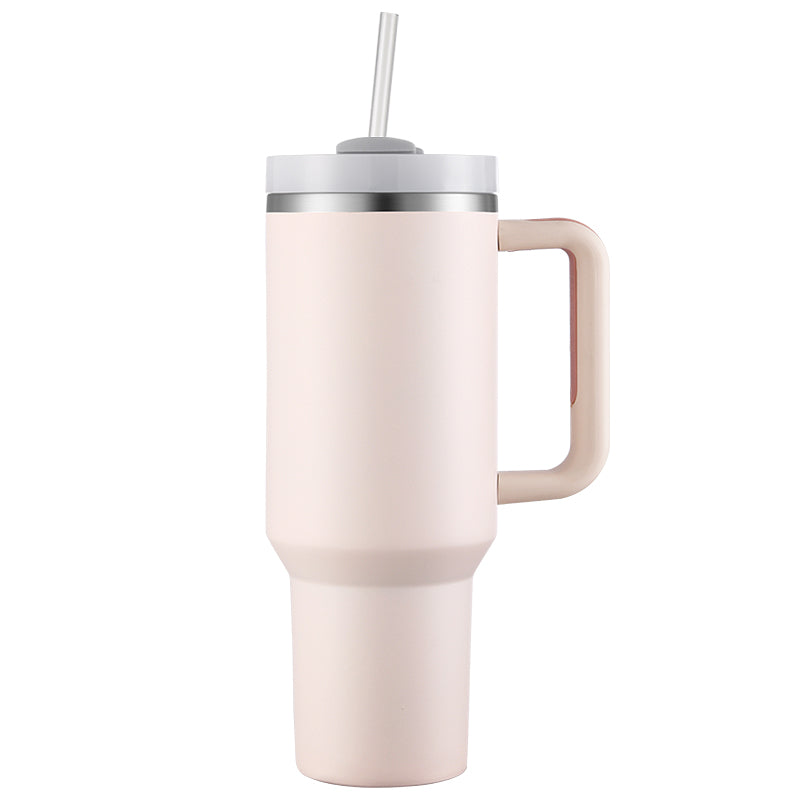 HONGZHAN 40 oz Tumbler with Handle and Straw Stainless Steel Vacuum Insulated Water Bottle for Hot or Cold Beverages Cup Holder Friendly Coffee Mug with Lid Gift for Women&Men