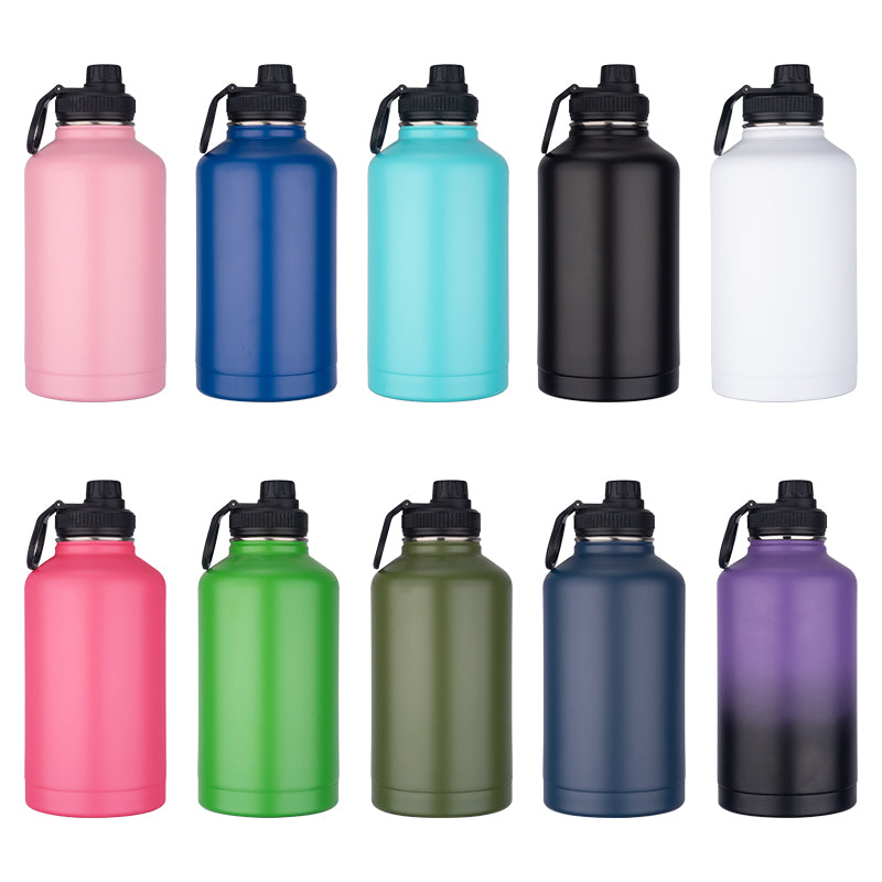 Vacuum Insulated Sport Bottle - Stainless Steel, Double-Walled, Wide Mouth Leak-Proof Thermal Flask for Hot & Cold Drink, Traveling, Sports & Outdoors  64oz