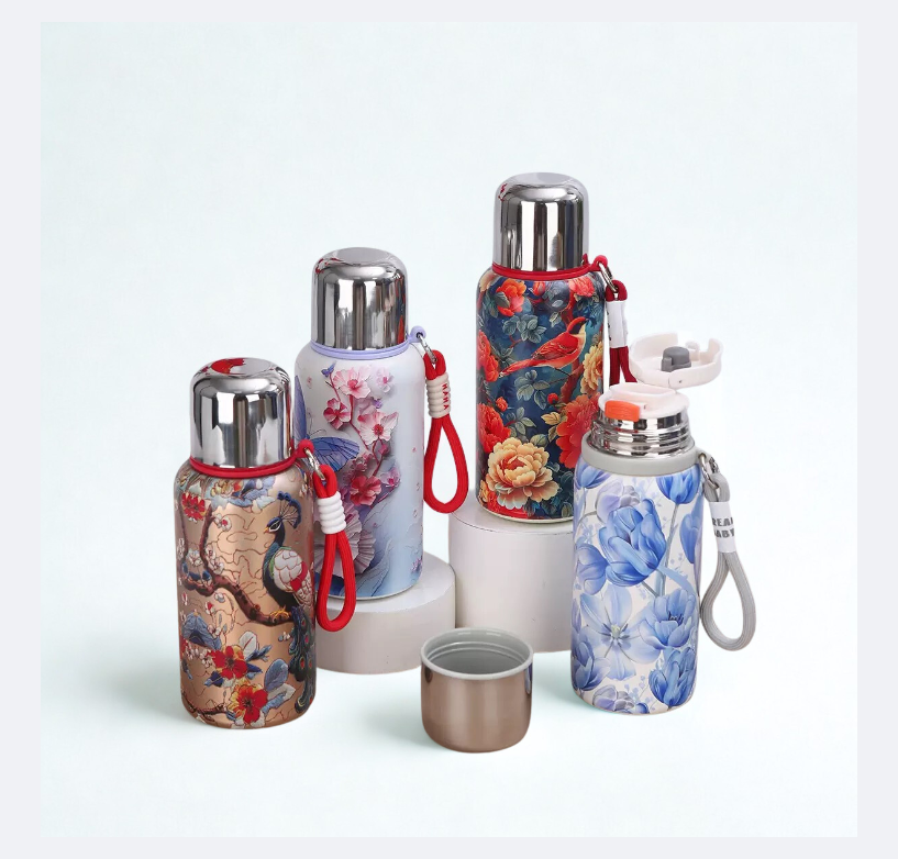 2025 New Chinese Style Chubby Ding Insulated Cup - Outdoor Portable with Handle, Pocket Cup, Car Cup with Printed Patterns   15/20oz