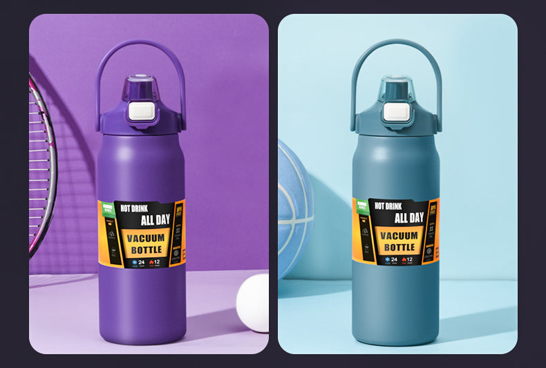 HONGZHAN 26/33/40/50oz Insulated Water Bottle With Straw and Leakproof Lid, BPA Free Stainless Steel Wide Mouth Sports Water Bottle Cup With Portable Handle Double Wall Vacuum Keep Cold and Hot