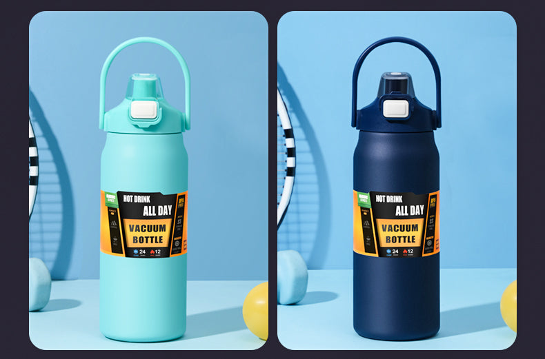 HONGZHAN 26/33/40/50oz Insulated Water Bottle With Straw and Leakproof Lid, BPA Free Stainless Steel Wide Mouth Sports Water Bottle Cup With Portable Handle Double Wall Vacuum Keep Cold and Hot