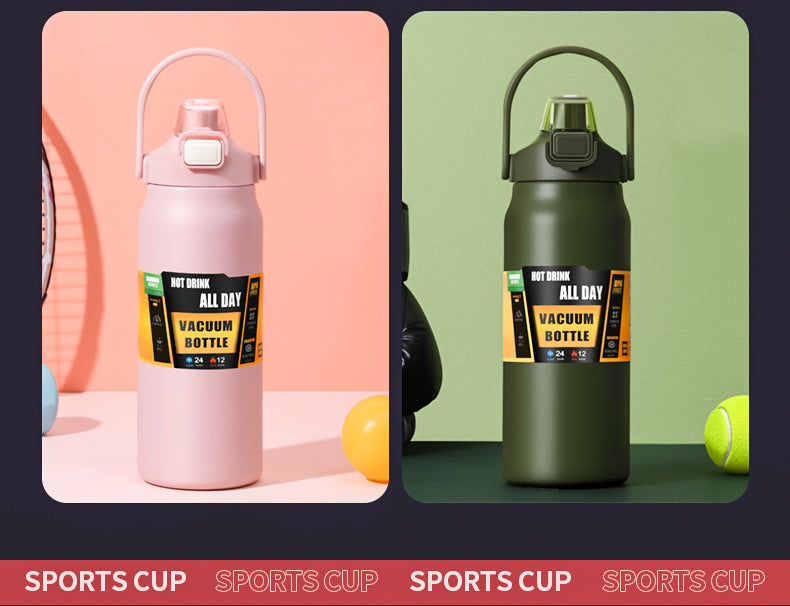 HONGZHAN 26/33/40/50oz Insulated Water Bottle With Straw and Leakproof Lid, BPA Free Stainless Steel Wide Mouth Sports Water Bottle Cup With Portable Handle Double Wall Vacuum Keep Cold and Hot