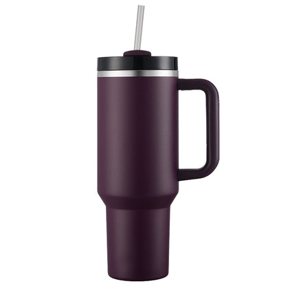 HONGZHAN 40 oz Tumbler with Handle and Straw Stainless Steel Vacuum Insulated Water Bottle for Hot or Cold Beverages Cup Holder Friendly Coffee Mug with Lid Gift for Women&Men