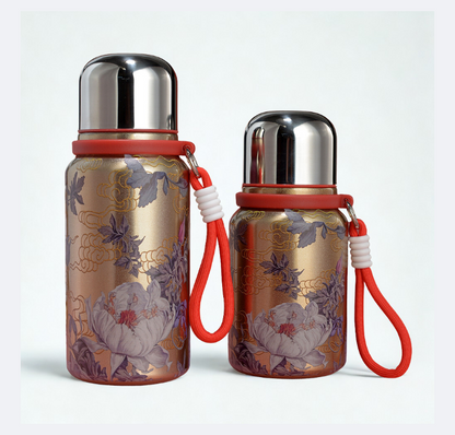 2025 New Chinese Style Chubby Ding Insulated Cup - Outdoor Portable with Handle, Pocket Cup, Car Cup with Printed Patterns   15/20oz