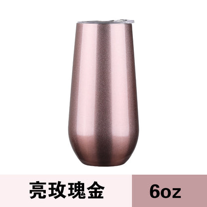 HONGZHAN Stemless Double Insulated Champagne Flute Tumbler with Lid, 6 Oz Unbreakable Reusable Cocktail Champagne Toasting Glasses, Good Gift for Friends Family Christmas Birthday