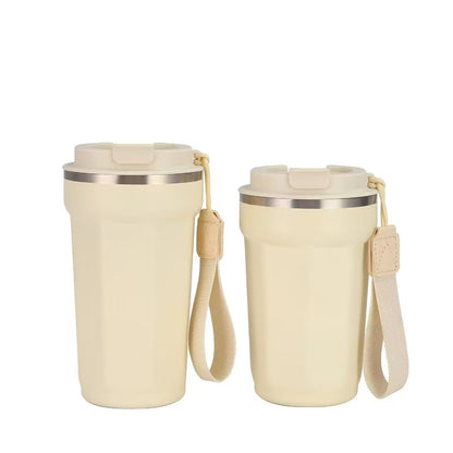 Coffee Travel Mug Spill Proof With Lid，Insulated Coffee Mug With Rope,Stainless Steel Tumbler Cups,Thermos for Hot and Cold Drink 12.6oz/16.6oz 380ml/500ml
