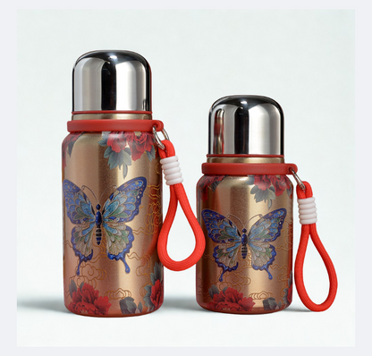 2025 New Chinese Style Chubby Ding Insulated Cup - Outdoor Portable with Handle, Pocket Cup, Car Cup with Printed Patterns   15/20oz