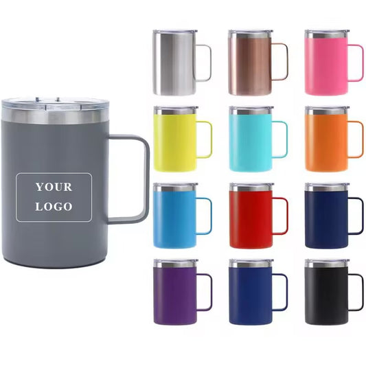 HONGZHAN 16oz Stainless Steel Insulated Coffee Mug with Handle, Double Wall Vacuum Travel Mug, Tumbler Cup with Sliding Lid
