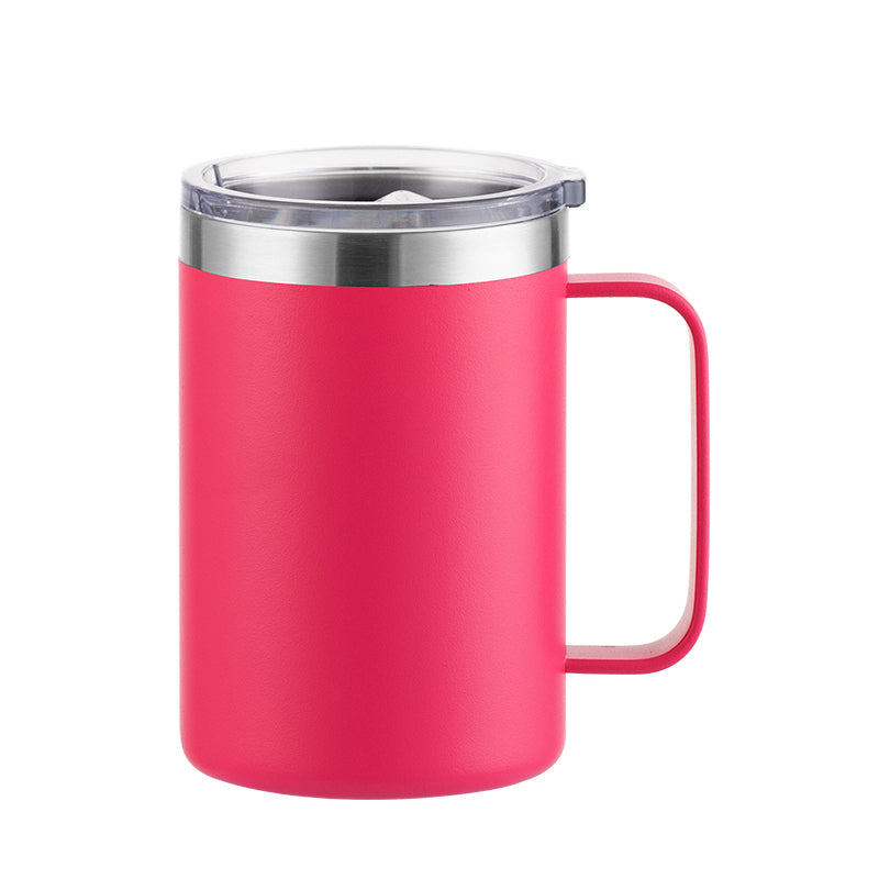 HONGZHAN 16oz Stainless Steel Insulated Coffee Mug with Handle, Double Wall Vacuum Travel Mug, Tumbler Cup with Sliding Lid