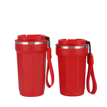 Coffee Travel Mug Spill Proof With Lid，Insulated Coffee Mug With Rope,Stainless Steel Tumbler Cups,Thermos for Hot and Cold Drink 12.6oz/16.6oz 380ml/500ml