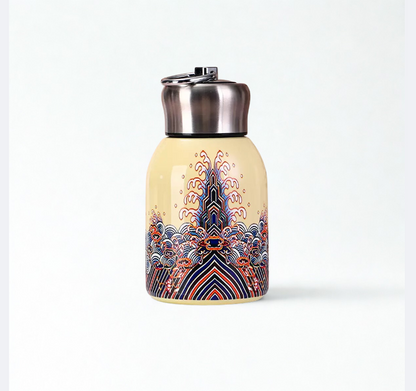 2025 New Chinese Style Chubby Ding Insulated Cup - Outdoor Portable with Handle, Pocket Cup, Car Cup with Printed Patterns   13oz