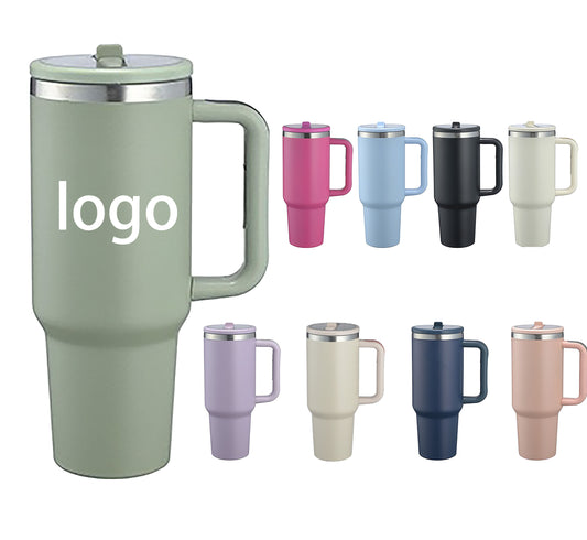 HONGZHAN 40oz Handle Ice Blaster Mug 304 Stainless Steel Vacuum Insulated Mug Outdoor car car Mug with Straw