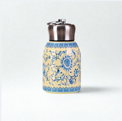 2025 New Chinese Style Chubby Ding Insulated Cup - Outdoor Portable with Handle, Pocket Cup, Car Cup with Printed Patterns   13oz