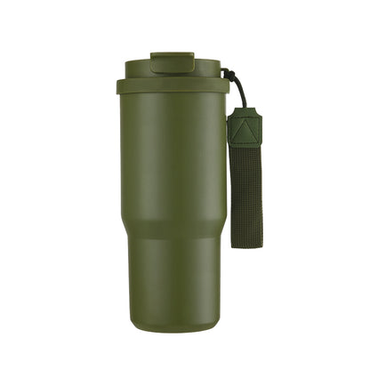 HONGZHAN Stainless Steel Car Thermos, Wide Handle, Double Drinking Lid, Tea Brewing Compartment, Insulated Stainless Steel Water Bottle, Double-Layer Vacuum Stainless Steel Water Bottle