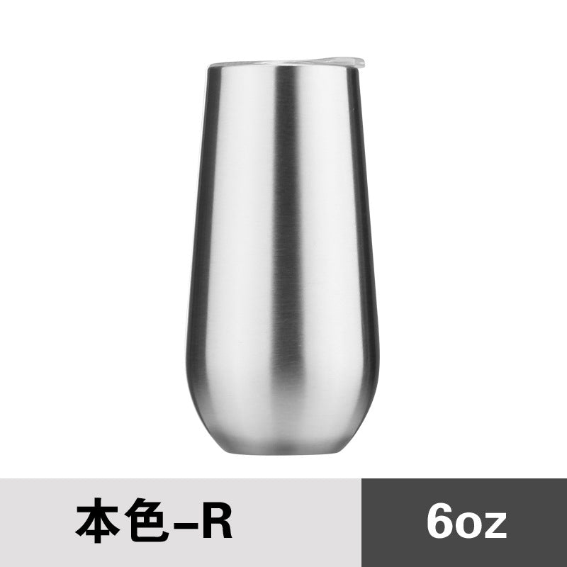 HONGZHAN Stemless Double Insulated Champagne Flute Tumbler with Lid, 6 Oz Unbreakable Reusable Cocktail Champagne Toasting Glasses, Good Gift for Friends Family Christmas Birthday