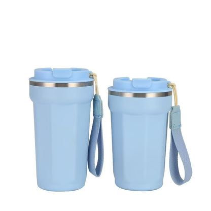 Coffee Travel Mug Spill Proof With Lid，Insulated Coffee Mug With Rope,Stainless Steel Tumbler Cups,Thermos for Hot and Cold Drink 12.6oz/16.6oz 380ml/500ml