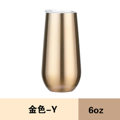 HONGZHAN Stemless Double Insulated Champagne Flute Tumbler with Lid, 6 Oz Unbreakable Reusable Cocktail Champagne Toasting Glasses, Good Gift for Friends Family Christmas Birthday