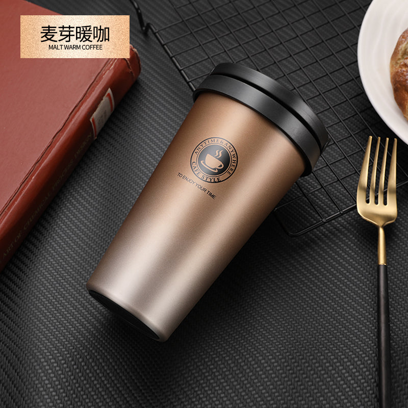 HONGZHAN 18/8 Stainless Steel Double Wall Vacuum Insulated Travel Coffee Mug with Handle/Portable Thermal Cup,Wide Mouth Tumbler with Leak Proof Lid,17oz