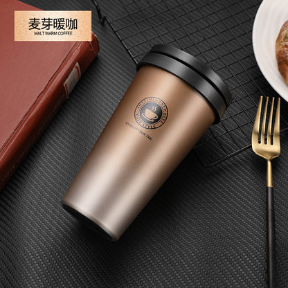 HONGZHAN 18/8 Stainless Steel Double Wall Vacuum Insulated Travel Coffee Mug with Handle/Portable Thermal Cup,Wide Mouth Tumbler with Leak Proof Lid,17oz