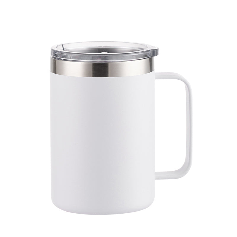 HONGZHAN 16oz Stainless Steel Insulated Coffee Mug with Handle, Double Wall Vacuum Travel Mug, Tumbler Cup with Sliding Lid