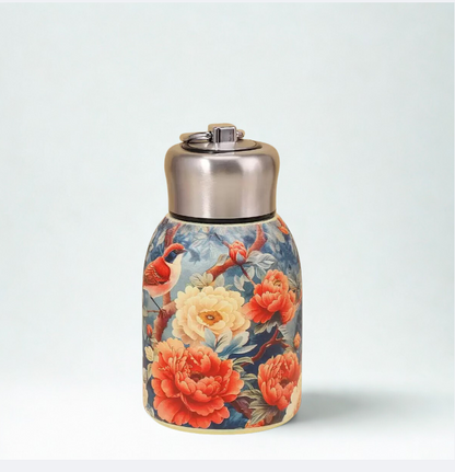 2025 New Chinese Style Chubby Ding Insulated Cup - Outdoor Portable with Handle, Pocket Cup, Car Cup with Printed Patterns   13oz