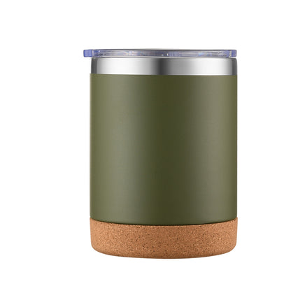 HONGZHAN Travel Cork-bottomed Coffee Cup Spill Proof Insulated Tumbler with Lid, Leak Proof Stainless Steel Vacuum Insulated Coffee Mug, Keeps Drinks Hot Up to 8 Hours, Cold for 12