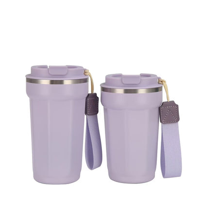 Coffee Travel Mug Spill Proof With Lid，Insulated Coffee Mug With Rope,Stainless Steel Tumbler Cups,Thermos for Hot and Cold Drink 12.6oz/16.6oz 380ml/500ml