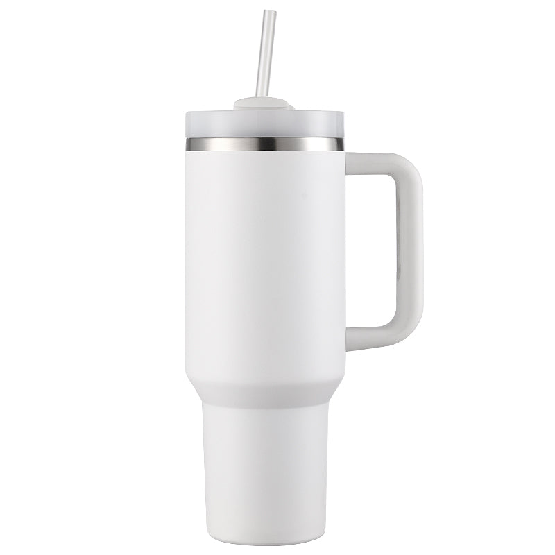 HONGZHAN 40 oz Tumbler with Handle and Straw Stainless Steel Vacuum Insulated Water Bottle for Hot or Cold Beverages Cup Holder Friendly Coffee Mug with Lid Gift for Women&Men