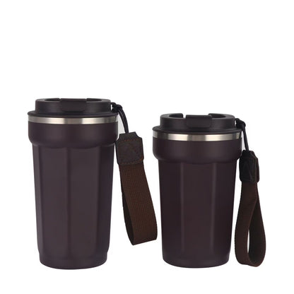 Coffee Travel Mug Spill Proof With Lid，Insulated Coffee Mug With Rope,Stainless Steel Tumbler Cups,Thermos for Hot and Cold Drink 12.6oz/16.6oz 380ml/500ml