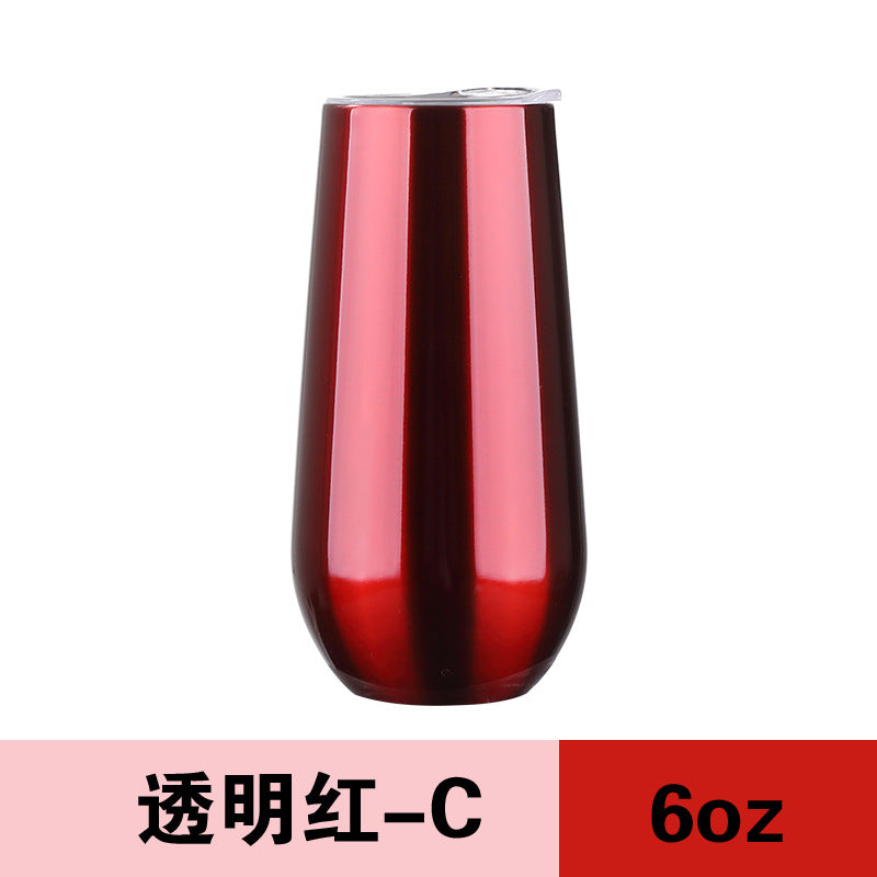 HONGZHAN Stemless Double Insulated Champagne Flute Tumbler with Lid, 6 Oz Unbreakable Reusable Cocktail Champagne Toasting Glasses, Good Gift for Friends Family Christmas Birthday