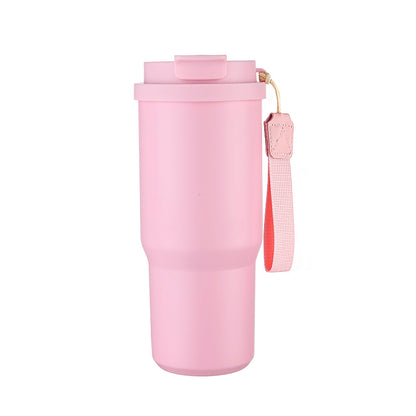 HONGZHAN Stainless Steel Car Thermos, Wide Handle, Double Drinking Lid, Tea Brewing Compartment, Insulated Stainless Steel Water Bottle, Double-Layer Vacuum Stainless Steel Water Bottle