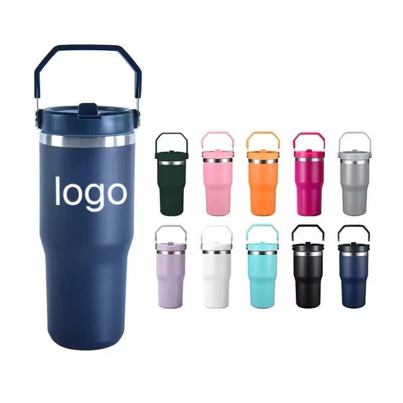 HONGZHAN Flip Straw Tumbler with Handle 20 / 30oz | Twist On Lid and Flip Up Straw | Leak Resistant Water Bottle | Insulated Stainless Steel |BPA-Free |