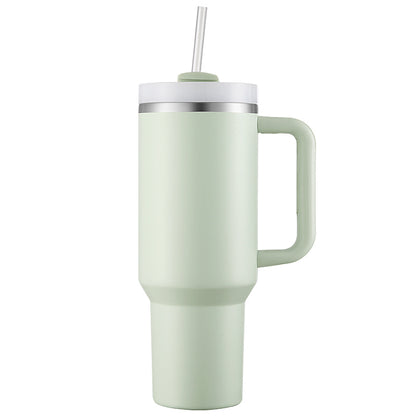 HONGZHAN 40 oz Tumbler with Handle and Straw Stainless Steel Vacuum Insulated Water Bottle for Hot or Cold Beverages Cup Holder Friendly Coffee Mug with Lid Gift for Women&Men