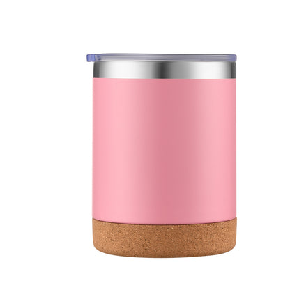 HONGZHAN Travel Cork-bottomed Coffee Cup Spill Proof Insulated Tumbler with Lid, Leak Proof Stainless Steel Vacuum Insulated Coffee Mug, Keeps Drinks Hot Up to 8 Hours, Cold for 12