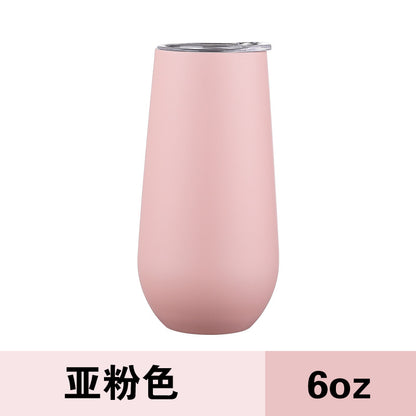 HONGZHAN Stemless Double Insulated Champagne Flute Tumbler with Lid, 6 Oz Unbreakable Reusable Cocktail Champagne Toasting Glasses, Good Gift for Friends Family Christmas Birthday