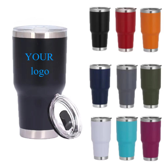 HONGZHAN 30 oz Tumbler with Lid Stainless Steel Tumblers Vacuum Insulated Cup Reusable Powder Coated Travel Mug Double Wall Leak Proof Portable Cups Keep Cold Drinks for 12 Hours