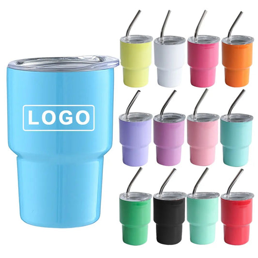 HONGZHAN 3 oz Mini Tumbler Shot Glass with Straw and Lid Colored Stainless Steel Sublimation Tumblers Cute Double Wall Vacuum Insulated Cups for Party Whiskey Bar Cocktai