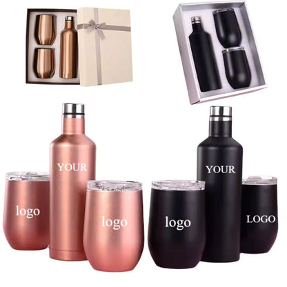 HONGZHAN 3pcs Set 304 Stainless Steel Bottle Cups Wine Tumbler with Lid Wine Glasses Cup for Wine, Beer, Tea, Coffee, Milk, Drinks, Champagne