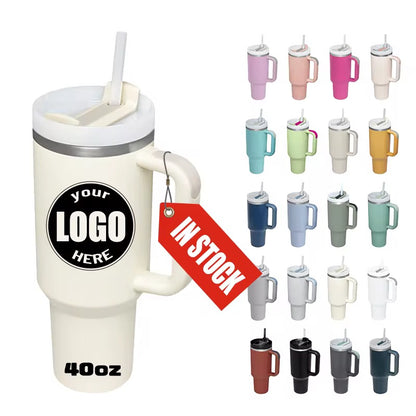 HONGZHAN 40 oz Tumbler with Handle and Straw Stainless Steel Vacuum Insulated Water Bottle for Hot or Cold Beverages Cup Holder Friendly Coffee Mug with Lid Gift for Women&Men