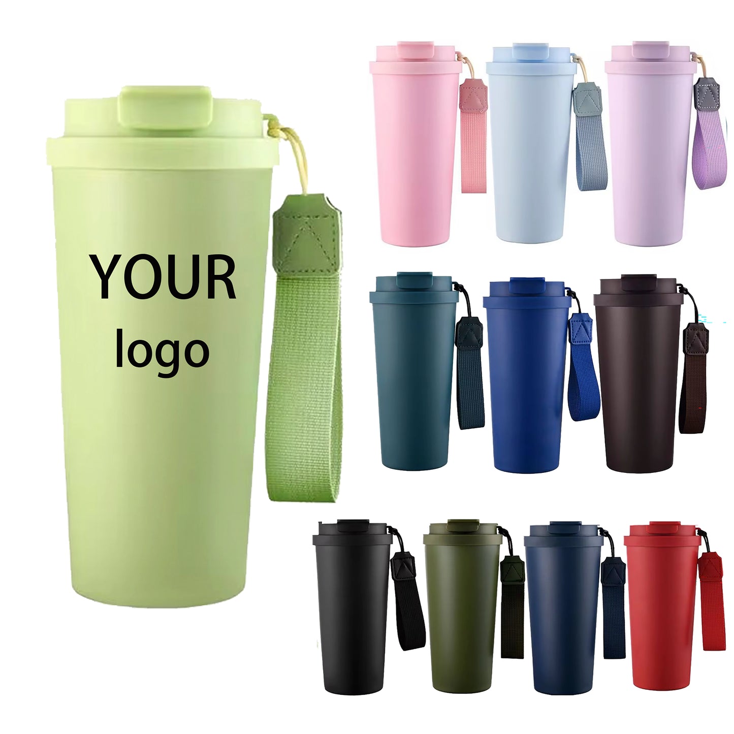 HONGZHAN Coffee Travel Mug with Straw & Flip Lid, 20oz Insulated Tumbler Cup with Ceramic Coating, Double Wall Vacuum Leak-Proof Thermos Mug for Office School Party Camping