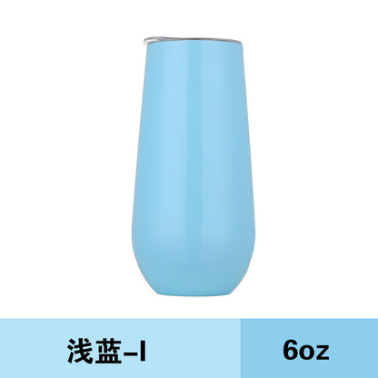 HONGZHAN Stemless Double Insulated Champagne Flute Tumbler with Lid, 6 Oz Unbreakable Reusable Cocktail Champagne Toasting Glasses, Good Gift for Friends Family Christmas Birthday