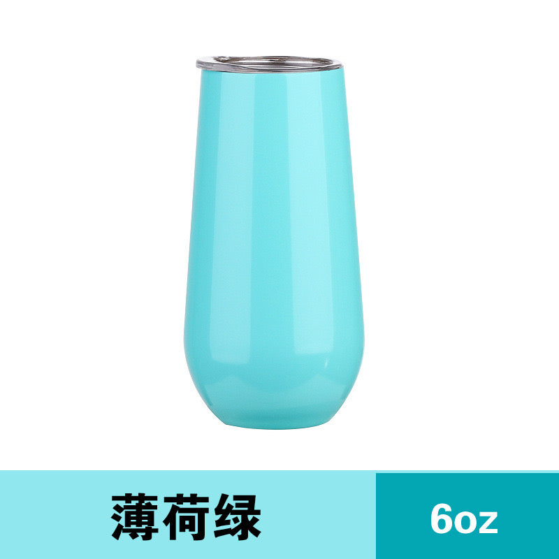 HONGZHAN Stemless Double Insulated Champagne Flute Tumbler with Lid, 6 Oz Unbreakable Reusable Cocktail Champagne Toasting Glasses, Good Gift for Friends Family Christmas Birthday