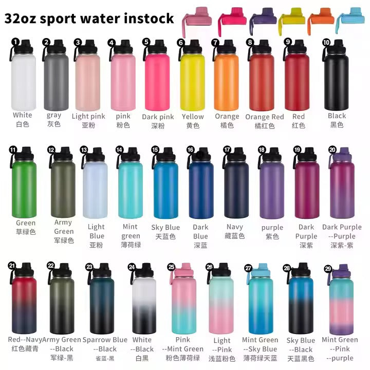 Vacuum Insulated Sport Bottle - Stainless Steel, Double-Walled, Wide Mouth Leak-Proof Thermal Flask for Hot & Cold Drink, Traveling, Sports & Outdoors