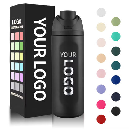 HONGZHAN FreeSip Insulated Stainless Steel Water Bottle with Straw, BPA-Free Sports Water Bottle, Great for Travel, 16/19/24/28/32 Oz