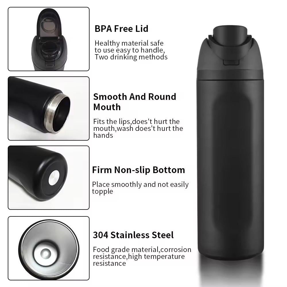 HONGZHAN FreeSip Insulated Stainless Steel Water Bottle with Straw, BPA-Free Sports Water Bottle, Great for Travel, 16/19/24/28/32 Oz
